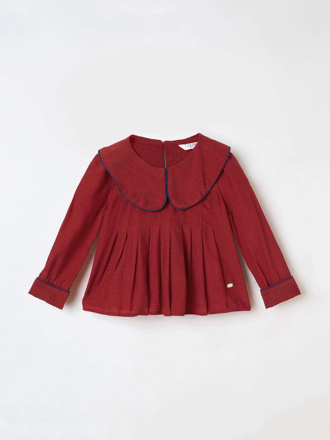 Elle Kids Blue Solid Round Neck Top