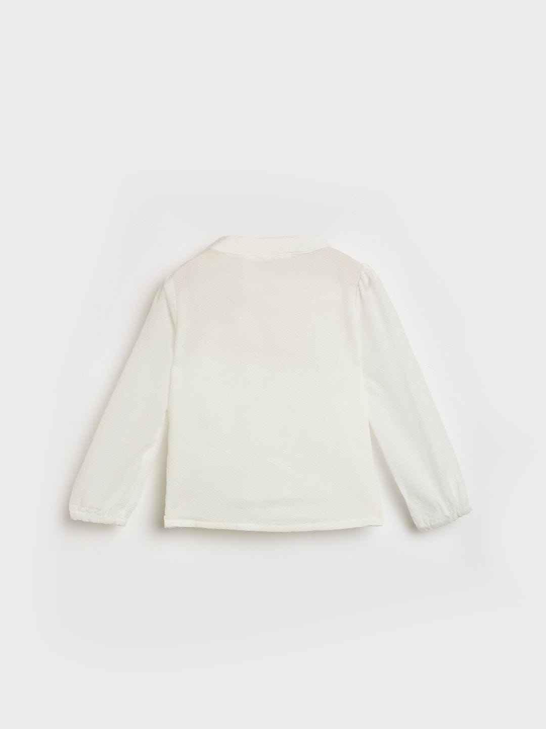 Elle Kids White Solid Band Collar Top