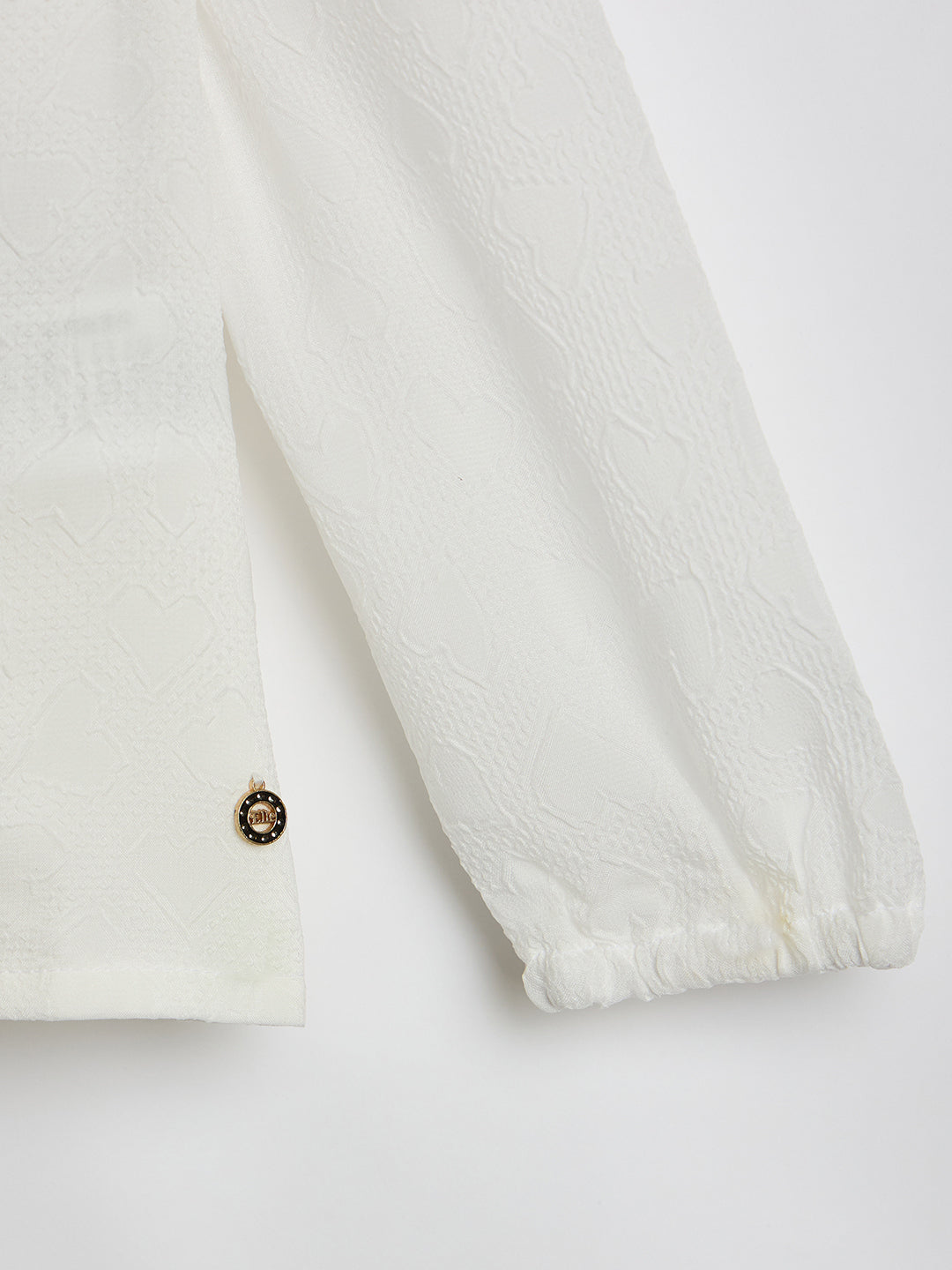 Elle Kids White Solid Band Collar Top