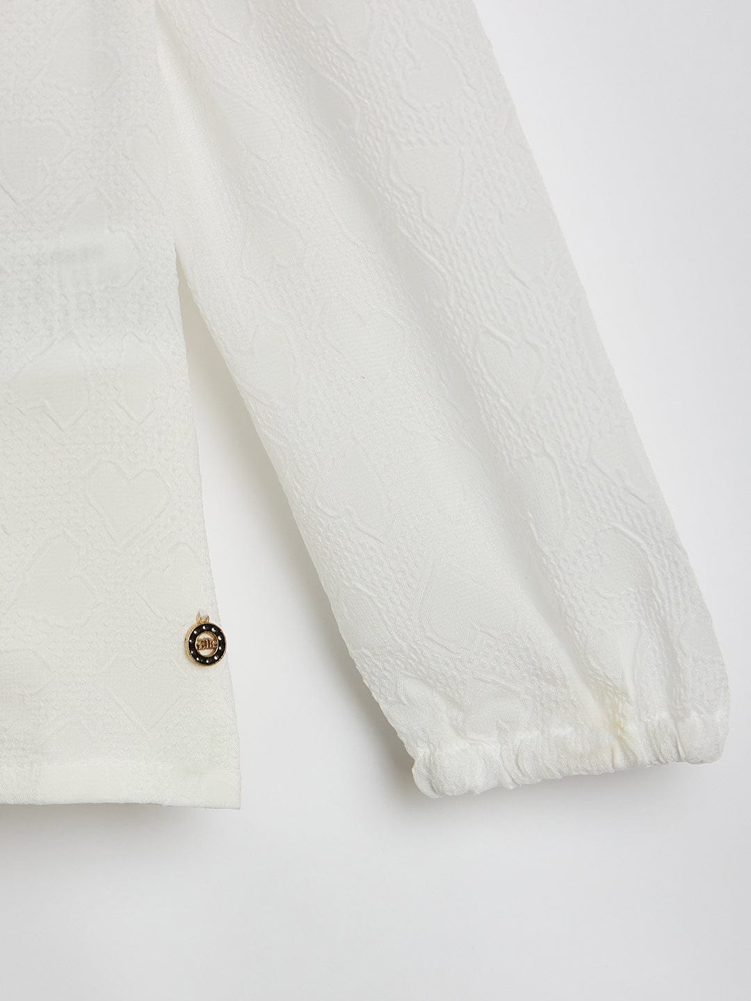 Elle Kids White Solid Band Collar Top