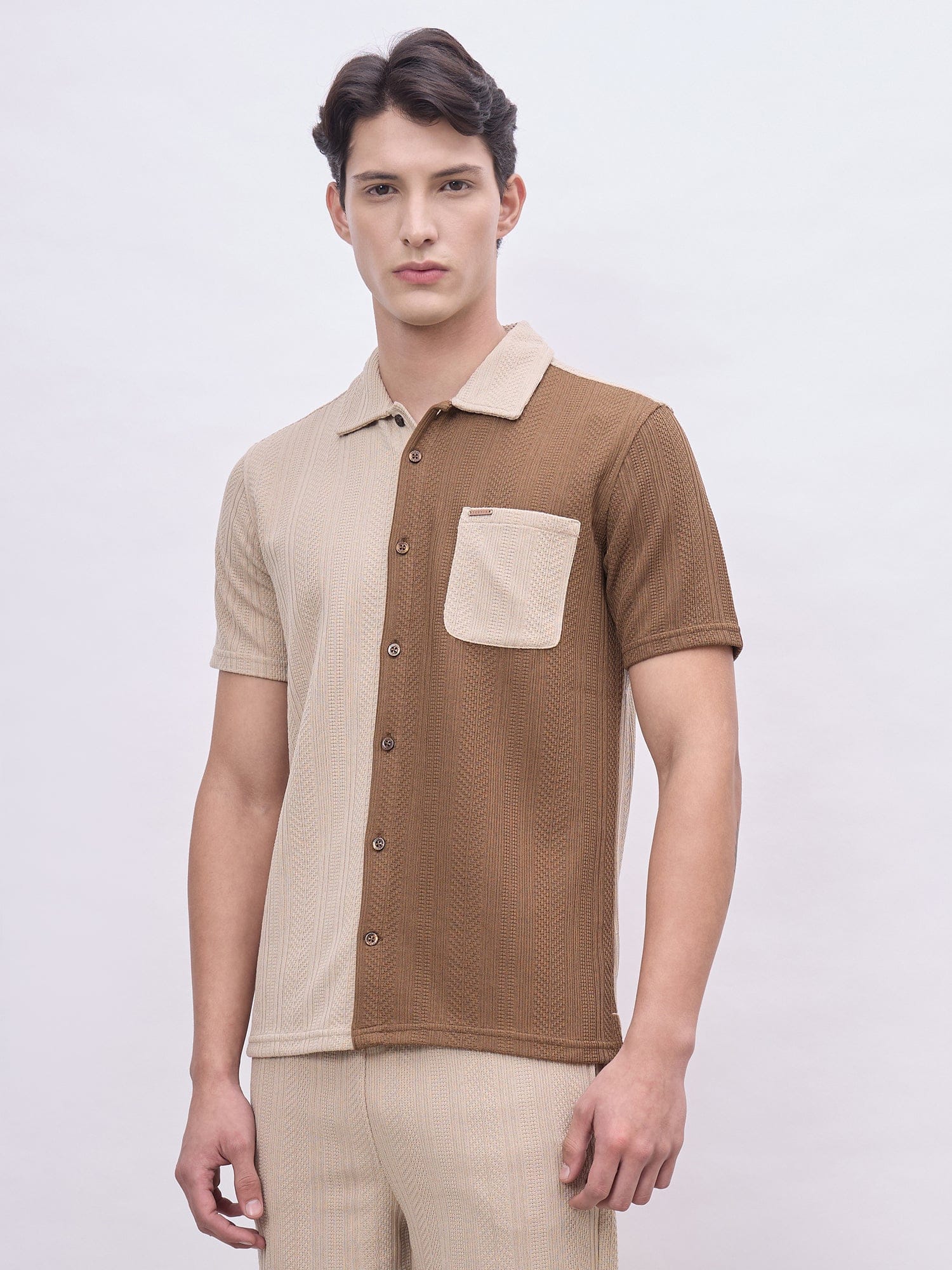 Iconic Men Multicolor Coloublocked Collar Shirt