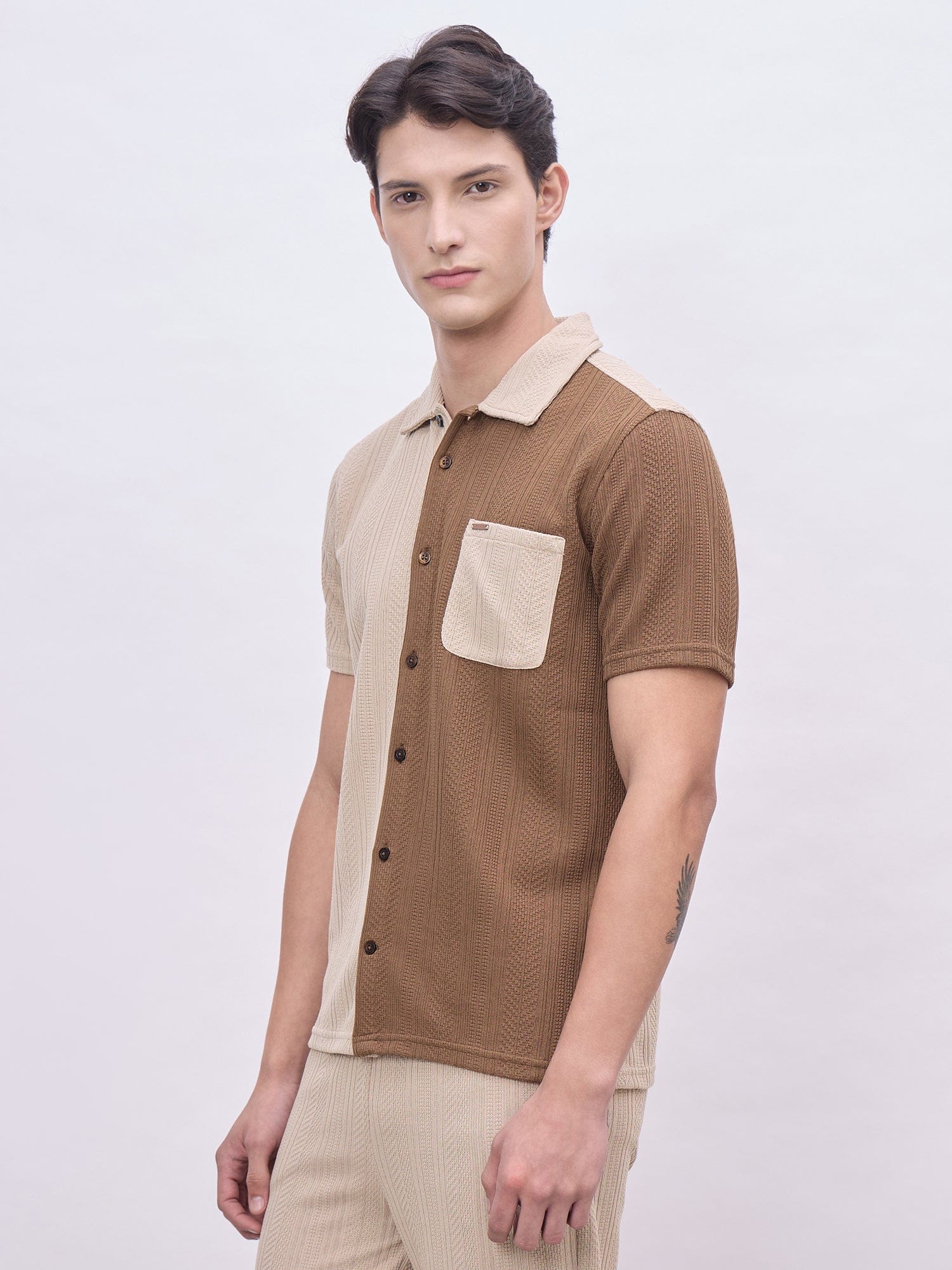 Iconic Men Multicolor Coloublocked Collar Shirt