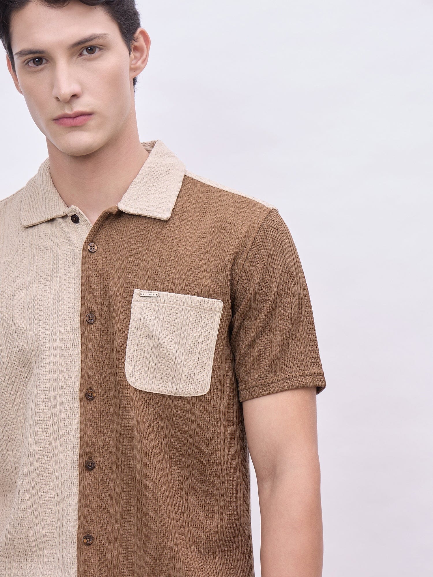 Iconic Men Multicolor Coloublocked Collar Shirt