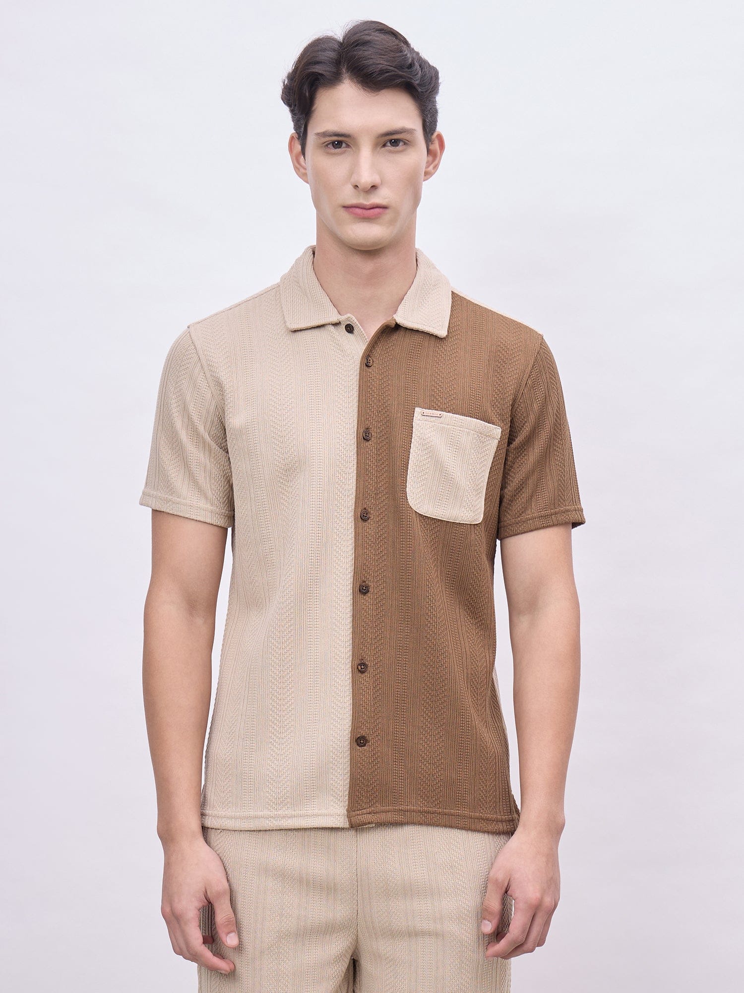 Iconic Men Multicolor Coloublocked Collar Shirt