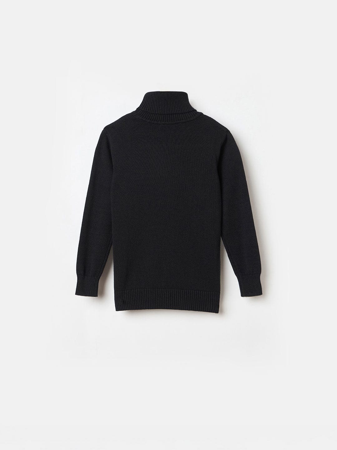 BLUE GIRAFFE Boys Black Cotton Solid High Neck Sweater
