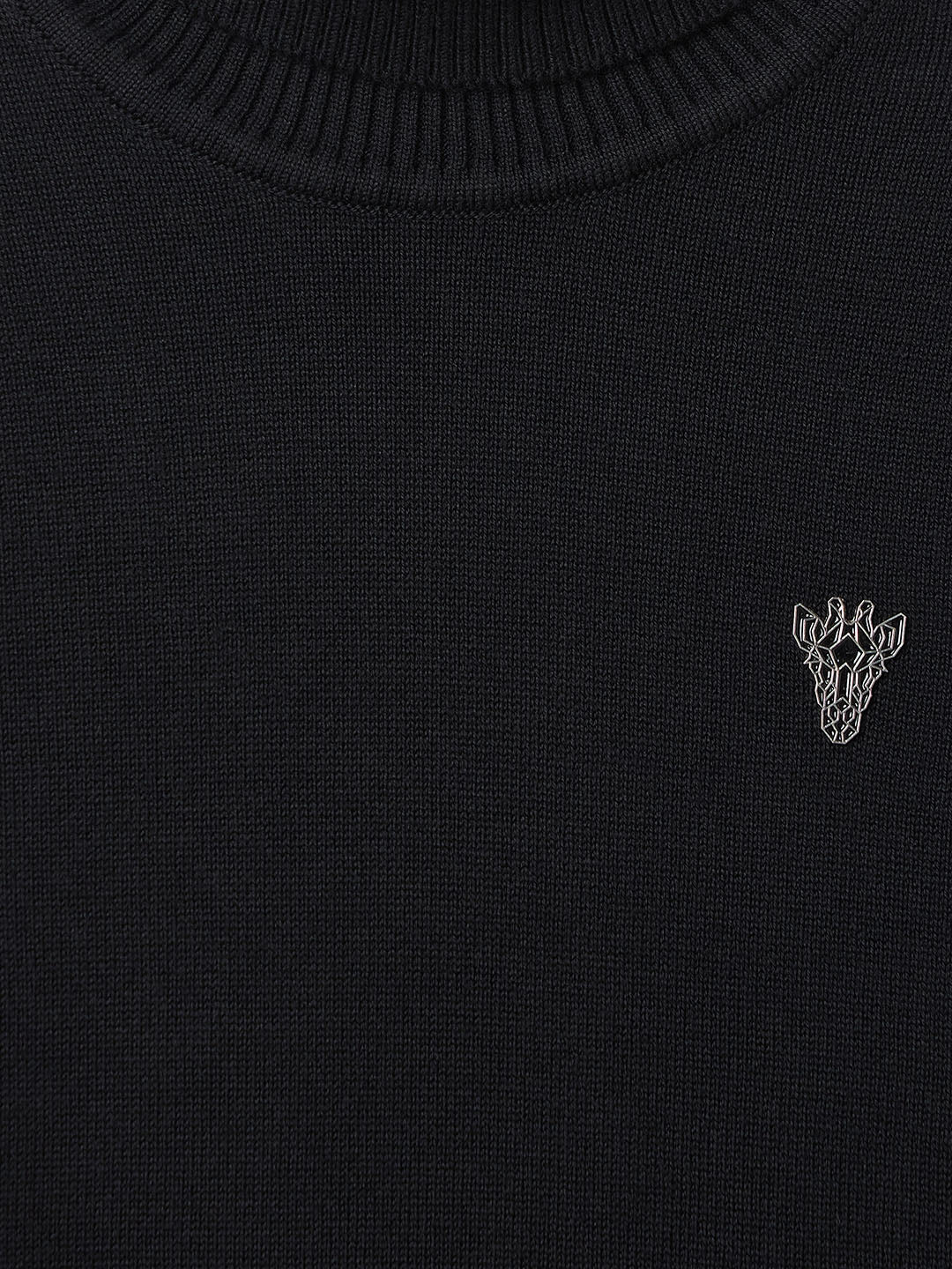 BLUE GIRAFFE Boys Black Cotton Solid High Neck Sweater