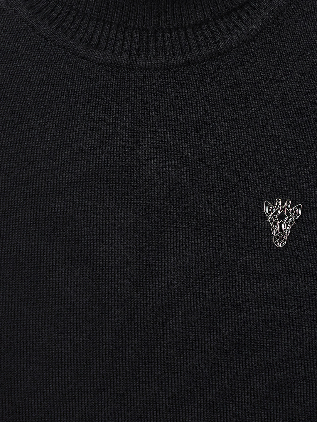 BLUE GIRAFFE Boys Black Cotton Solid High Neck Sweater
