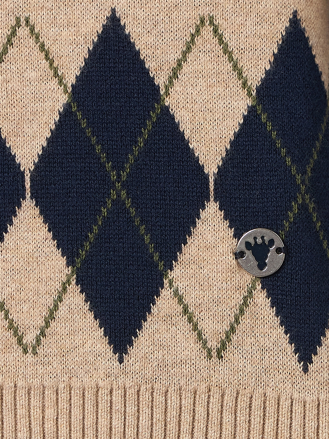 BLUE GIRAFFE Boys Multicolour Cotton Embroidered Crew Neck Flat Sweater