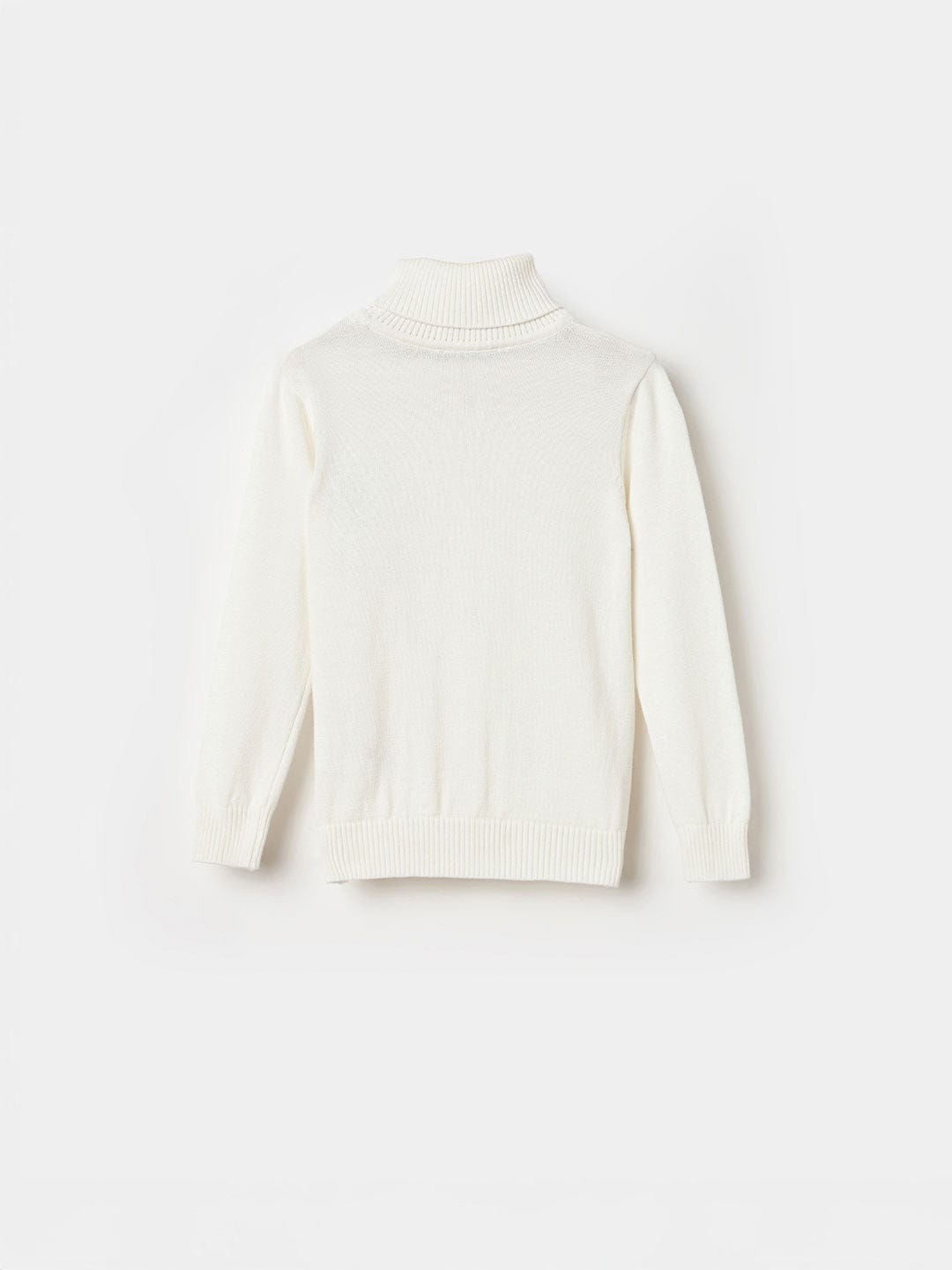 BLUE GIRAFFE Boys White Cotton Solid High Neck Sweater