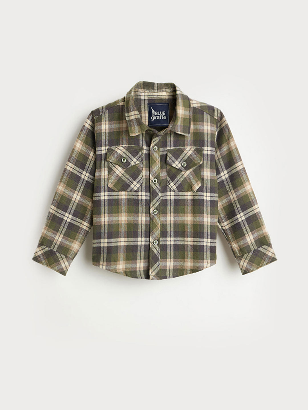 Blue Giraffe Boys Regular Fit Multicolour Checks Pure Cotton Shirt