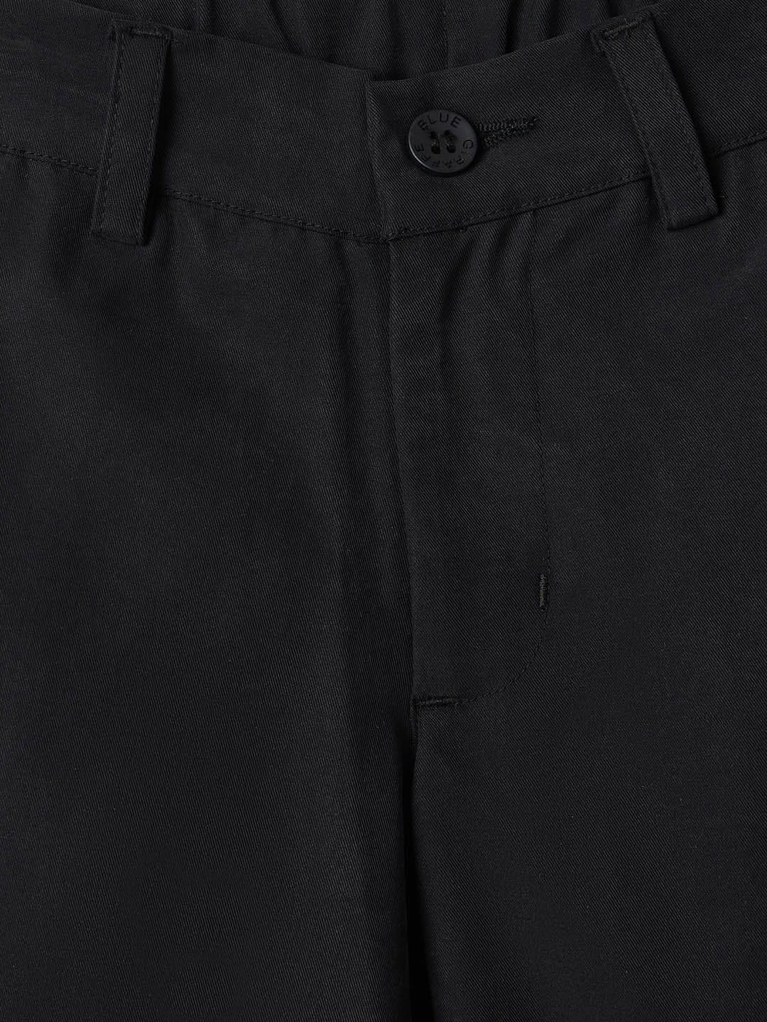 BLUE GIRAFFE Boys Black Cotton Solid Trouser