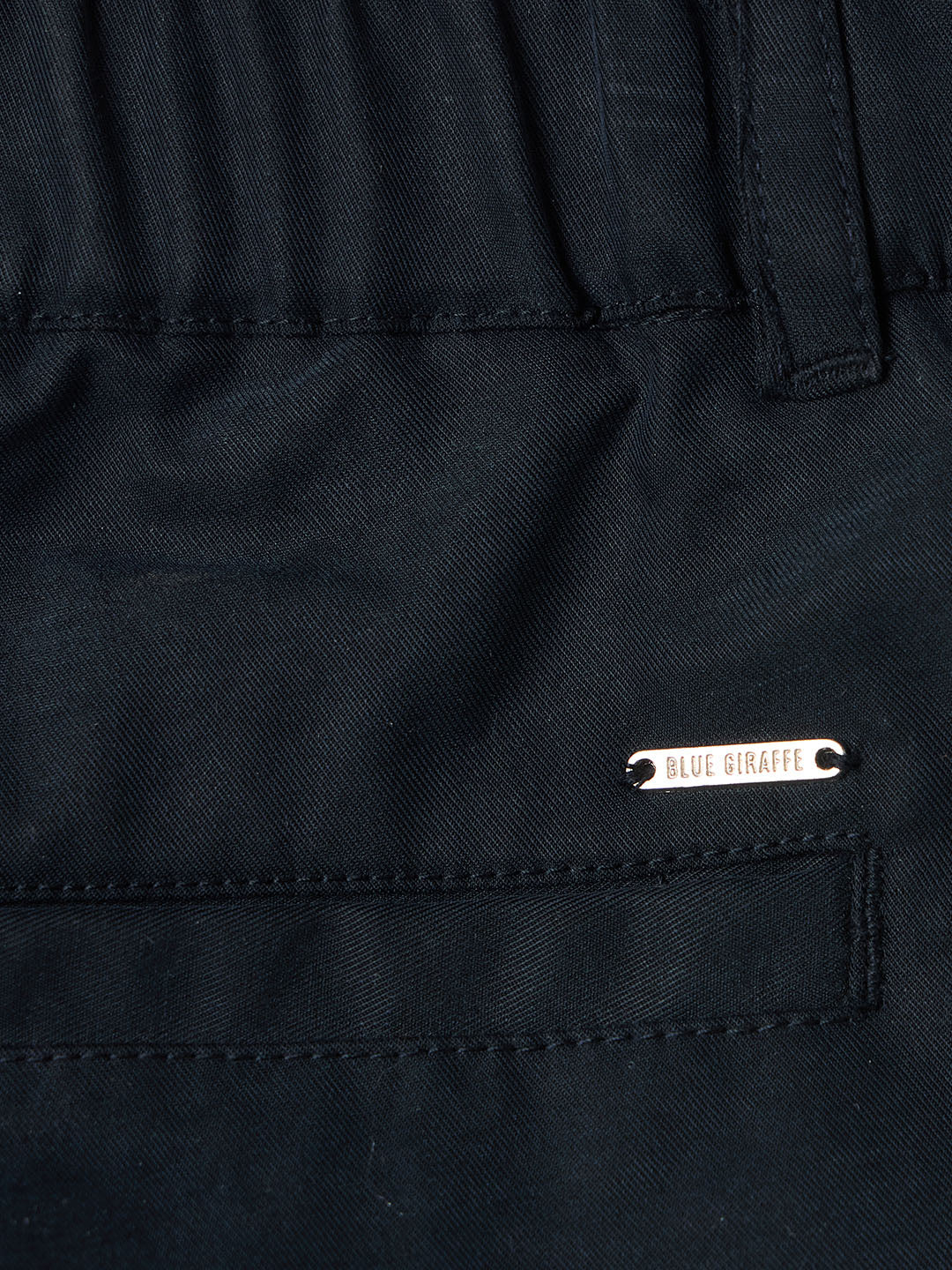 BLUE GIRAFFE Boys Navy Blue Cotton Solid Trouser