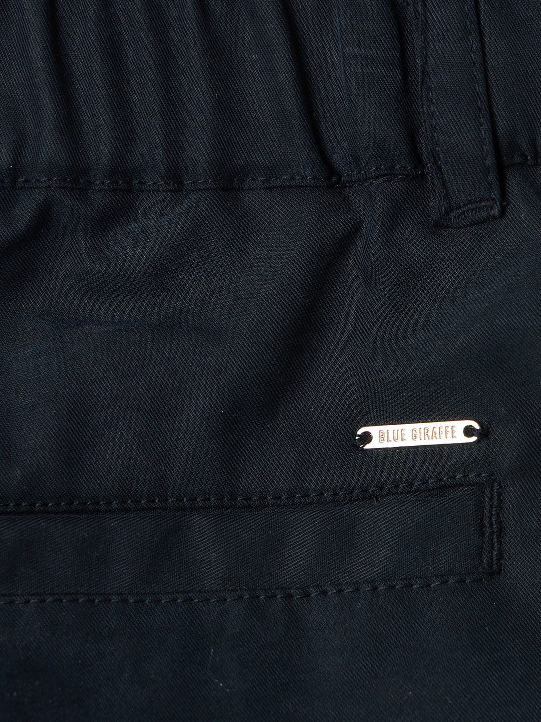 BLUE GIRAFFE Boys Navy Blue Cotton Solid Trouser