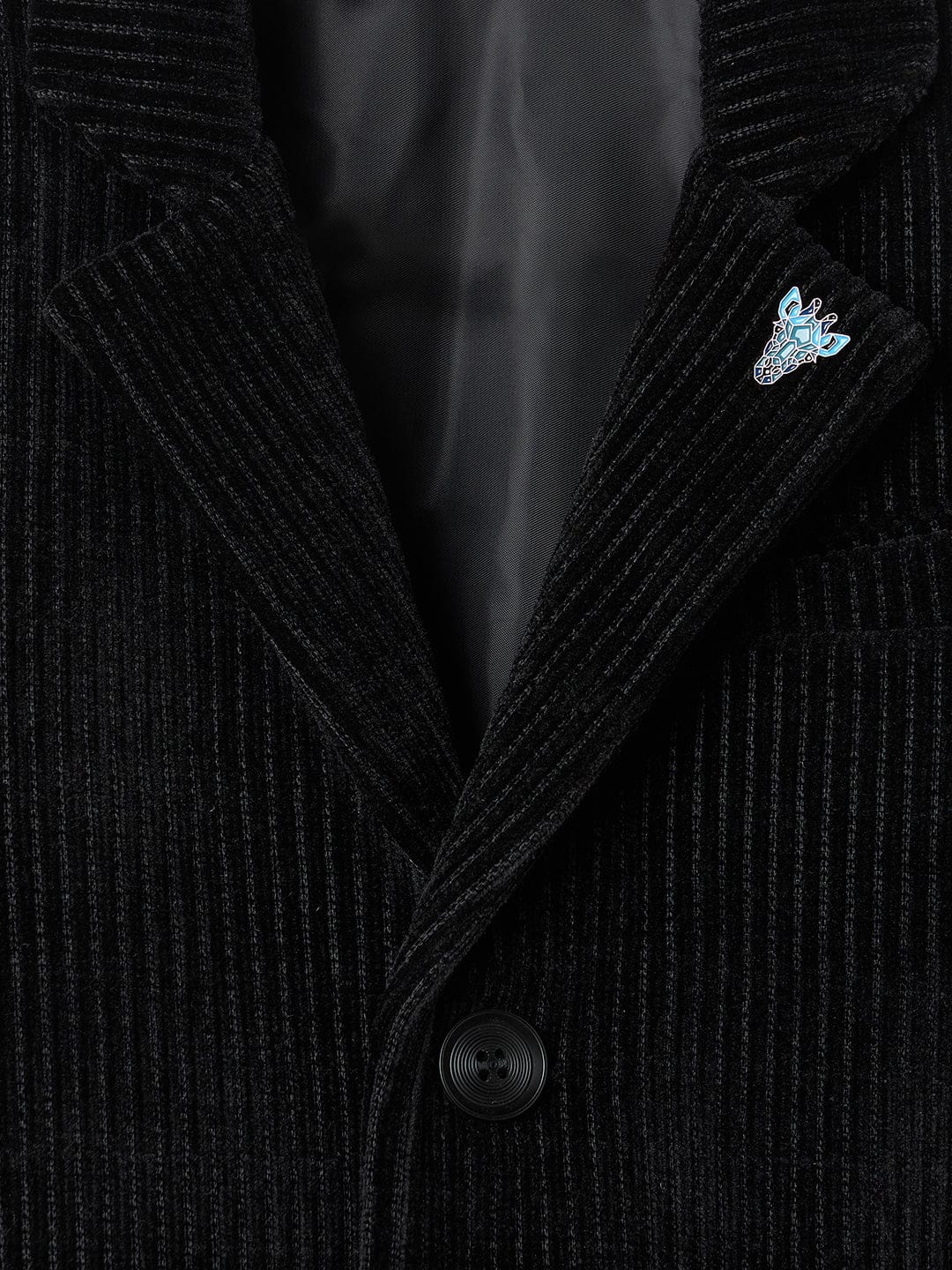 Blue Giraffe Boys Regular Fit Black Stripes Blazer