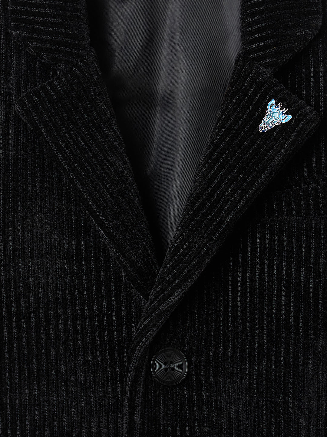 Blue Giraffe Boys Regular Fit Black Stripes Blazer