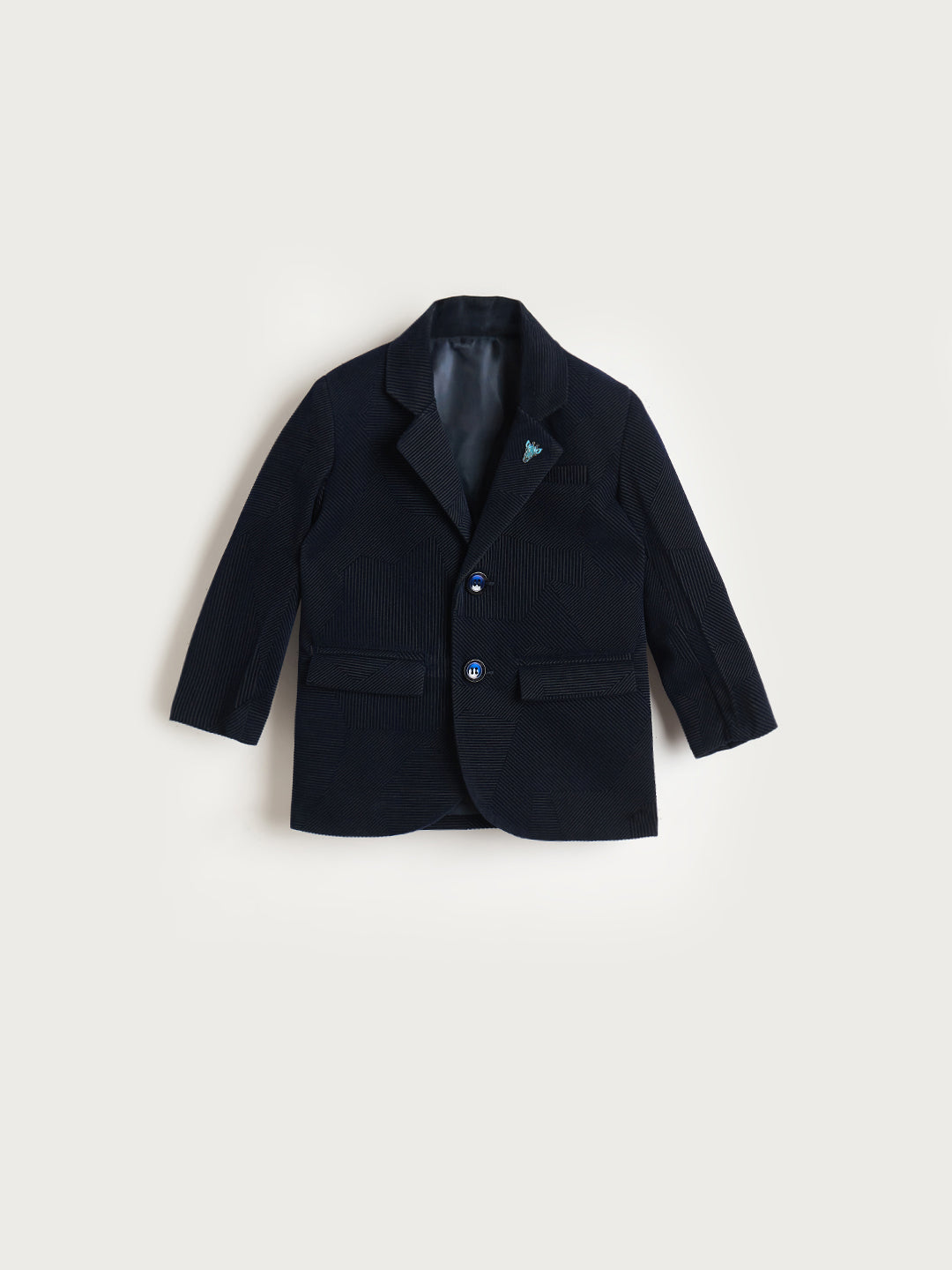 Blue Giraffe Boys Navy Blue Textured Lapel Collar Blazer