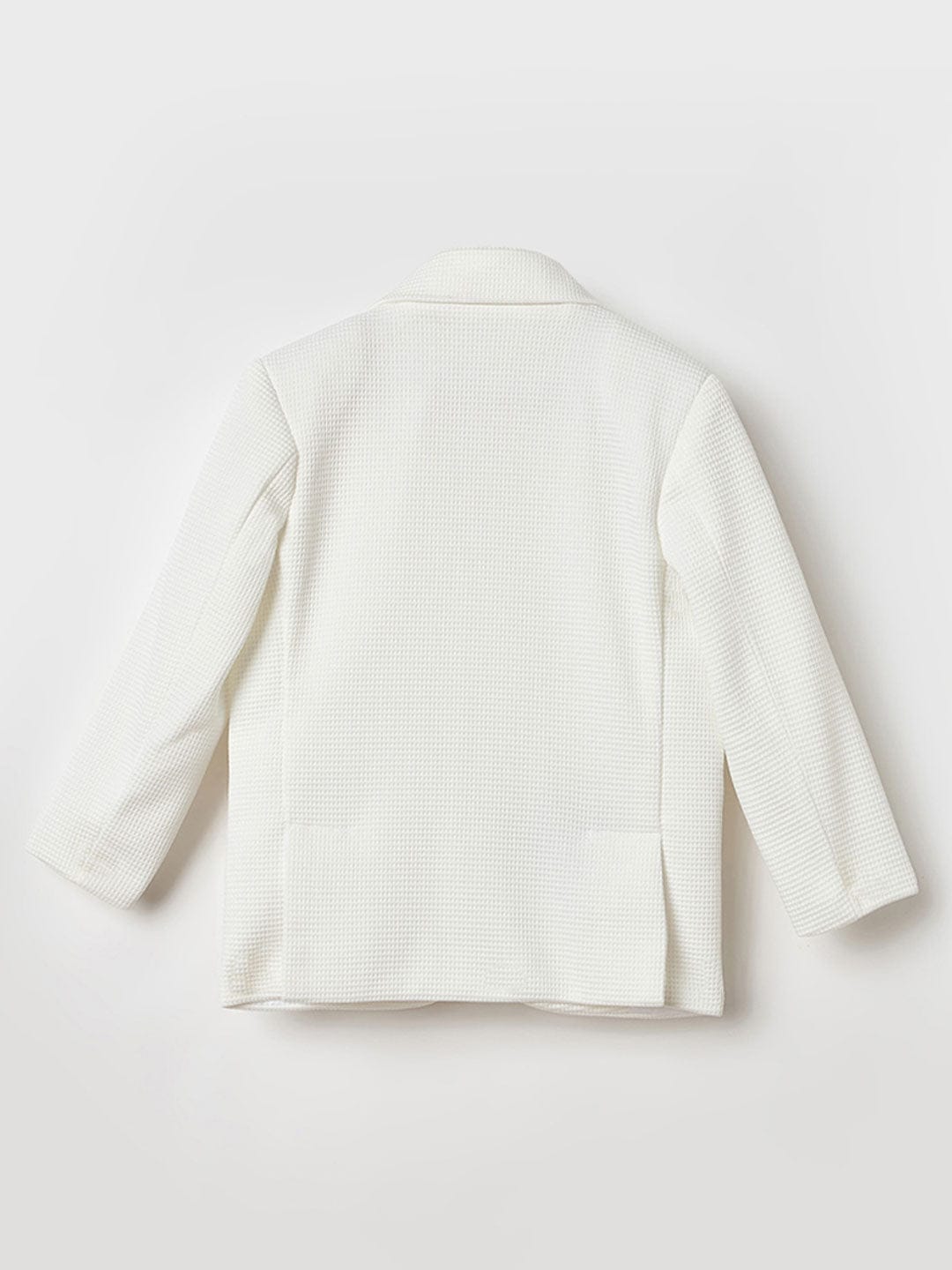 Blue Giraffe Boys Regular Fit White Textured Blazer