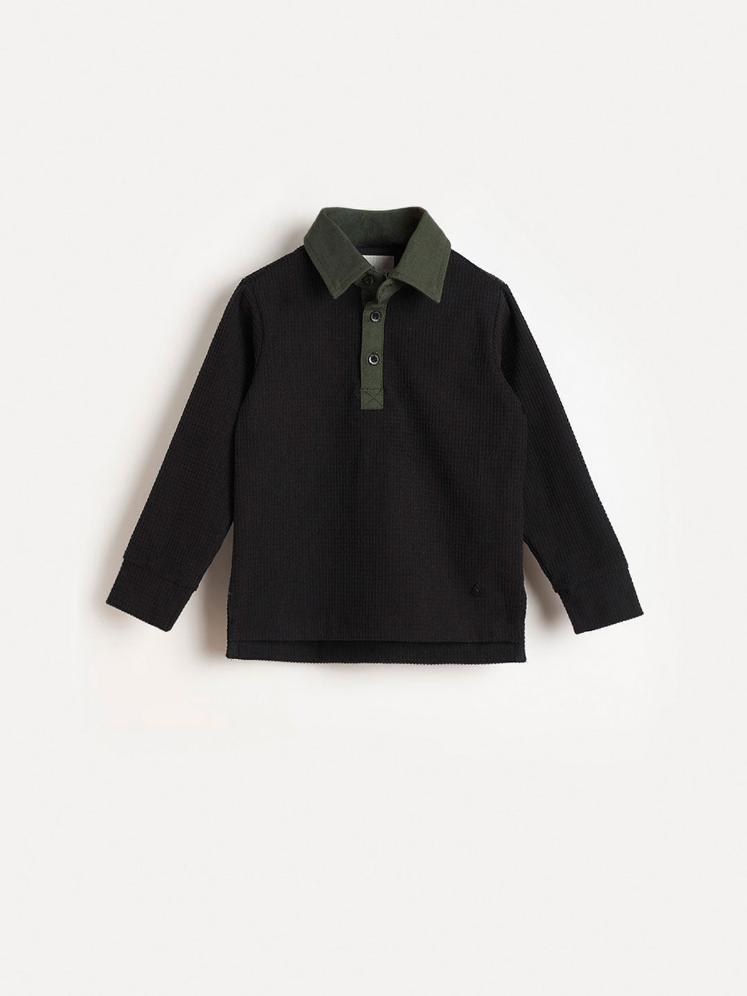 BLUE GIRAFFE Boys Black Solid Polo Neck T-Shirt