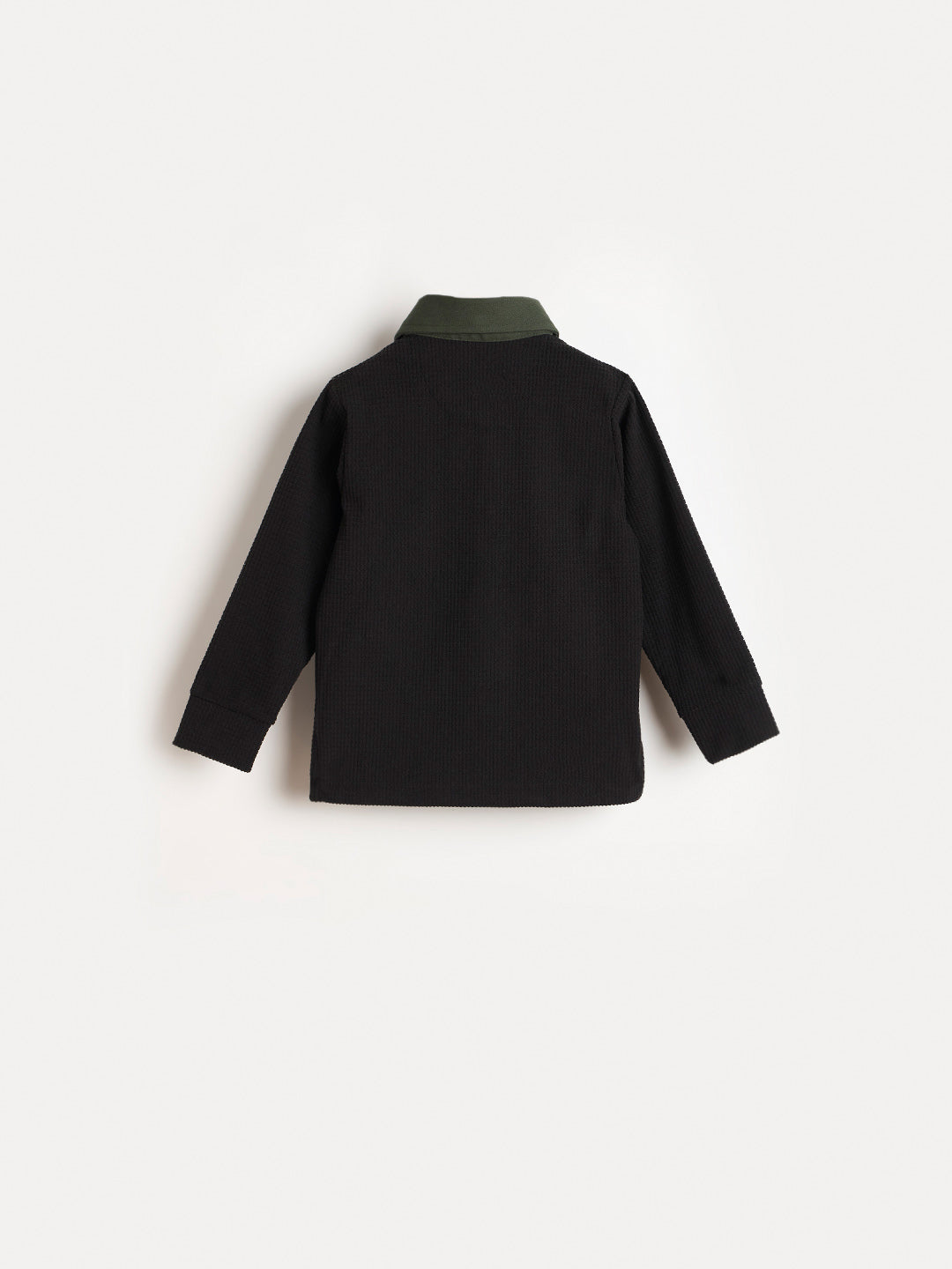 BLUE GIRAFFE Boys Black Solid Polo Neck T-Shirt