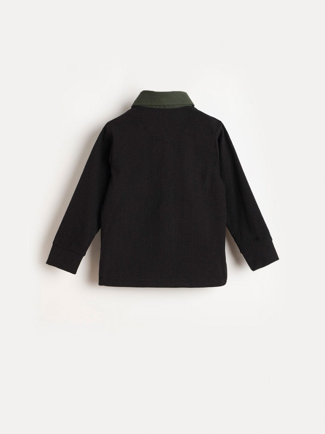 BLUE GIRAFFE Boys Black Solid Polo Neck T-Shirt