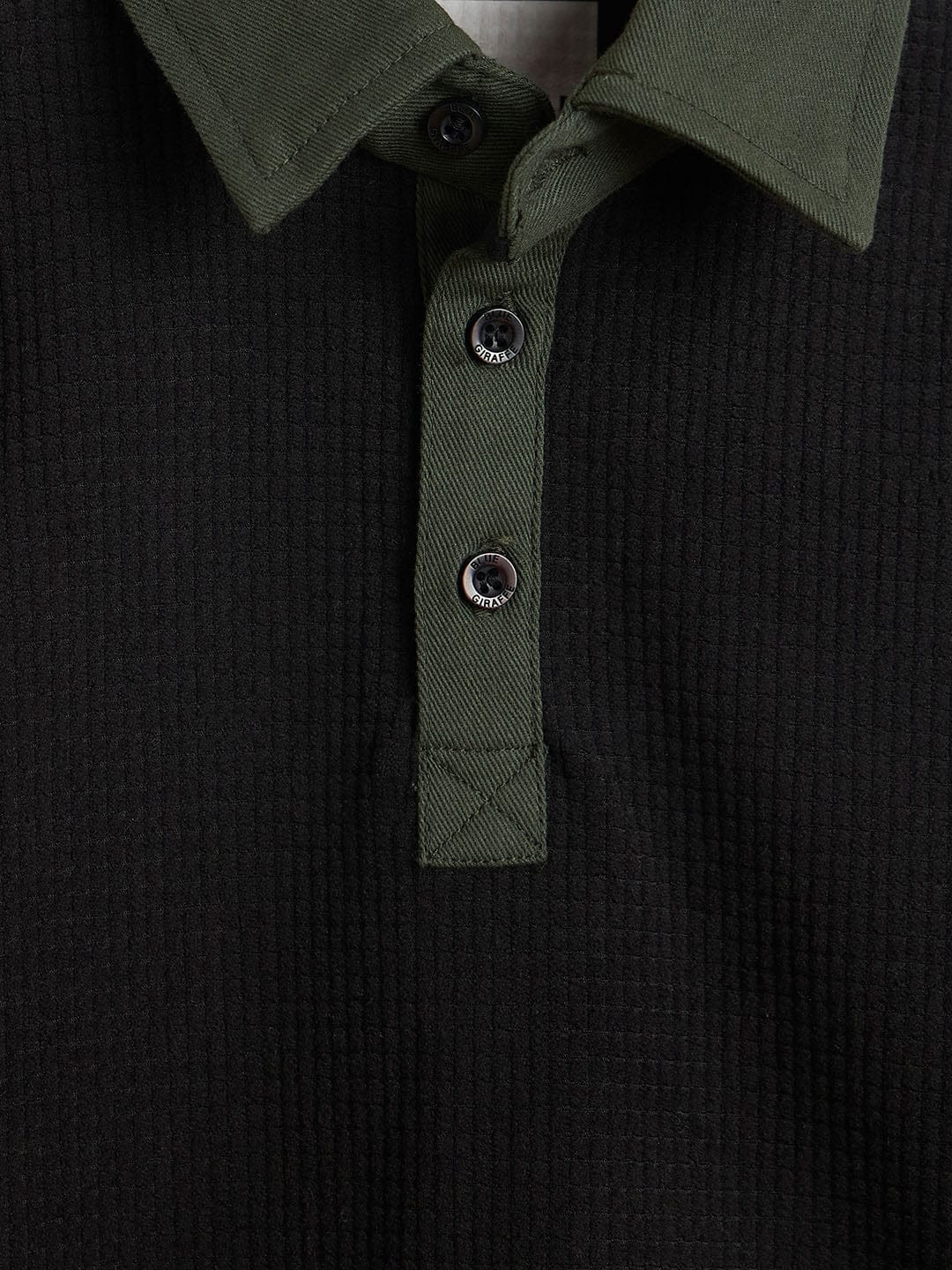 BLUE GIRAFFE Boys Black Solid Polo Neck T-Shirt