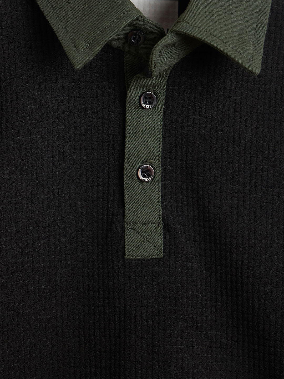 BLUE GIRAFFE Boys Black Solid Polo Neck T-Shirt