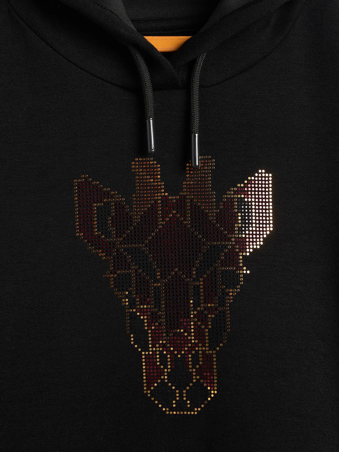 BLUE GIRAFFE Boys Black Foil Print Embellished Hoodie