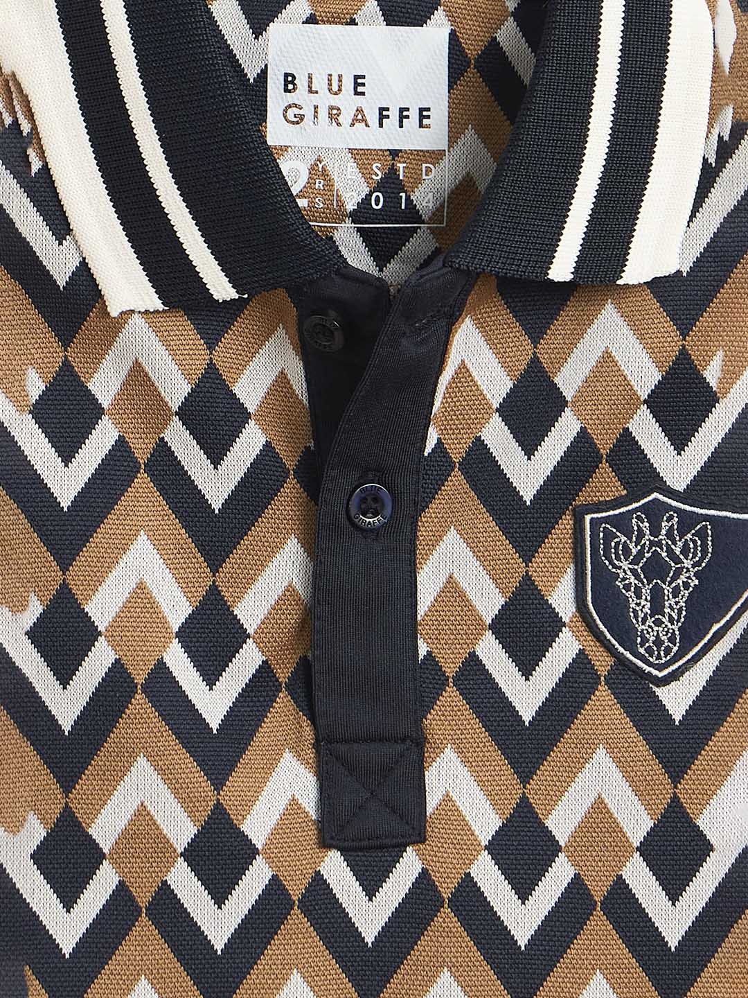 BLUE GIRAFFE Boys Multi Printed Polo Neck T-Shirt