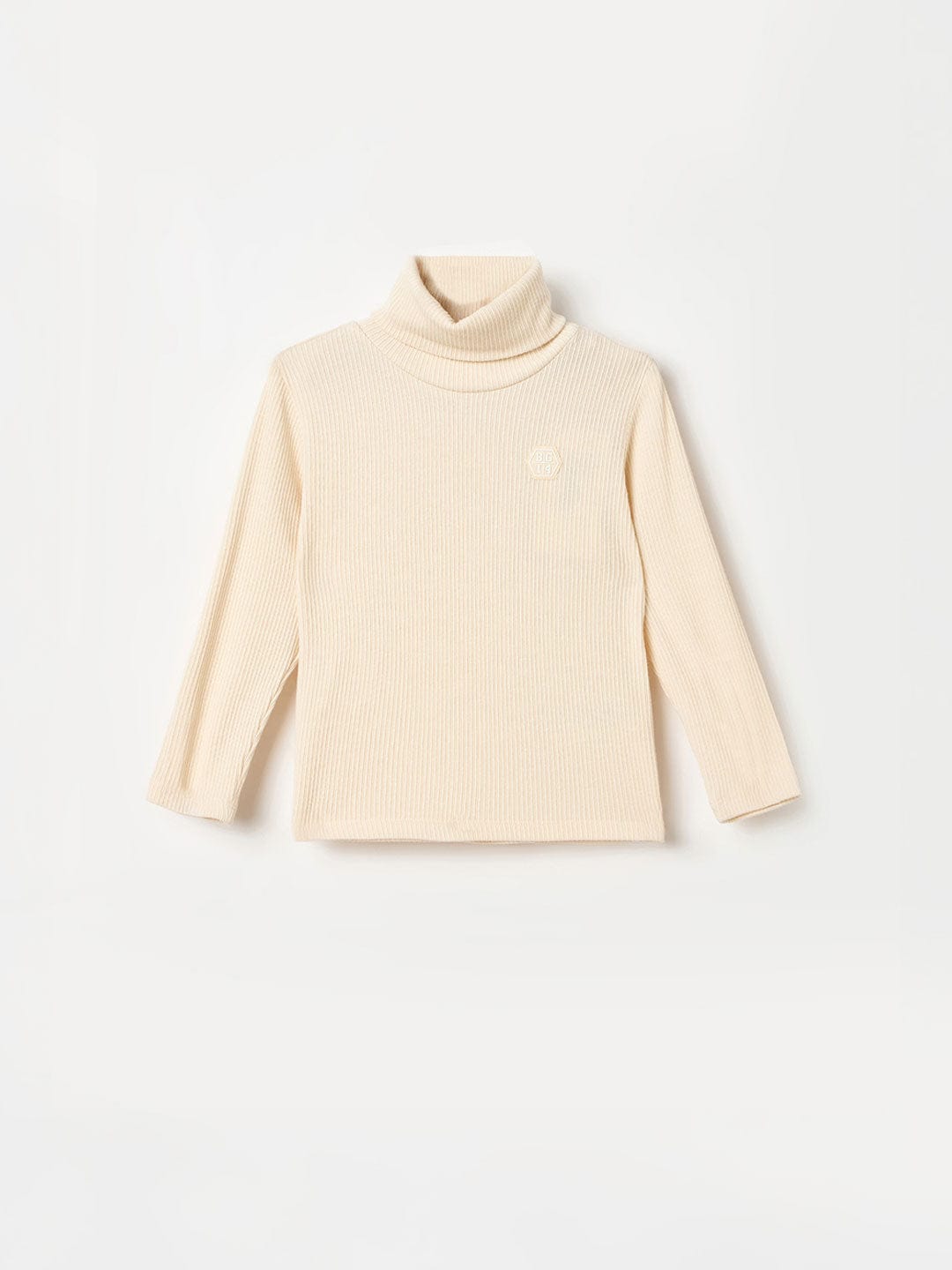BLUE GIRAFFE Boys Beige Textured High Neck T-Shirt