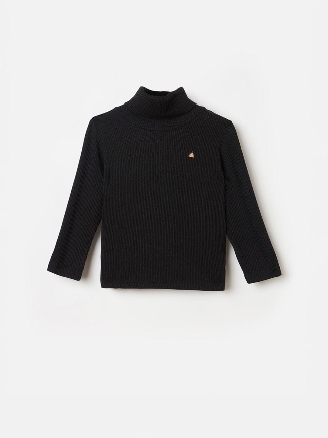 BLUE GIRAFFE Boys Black Textured High Neck T-Shirt