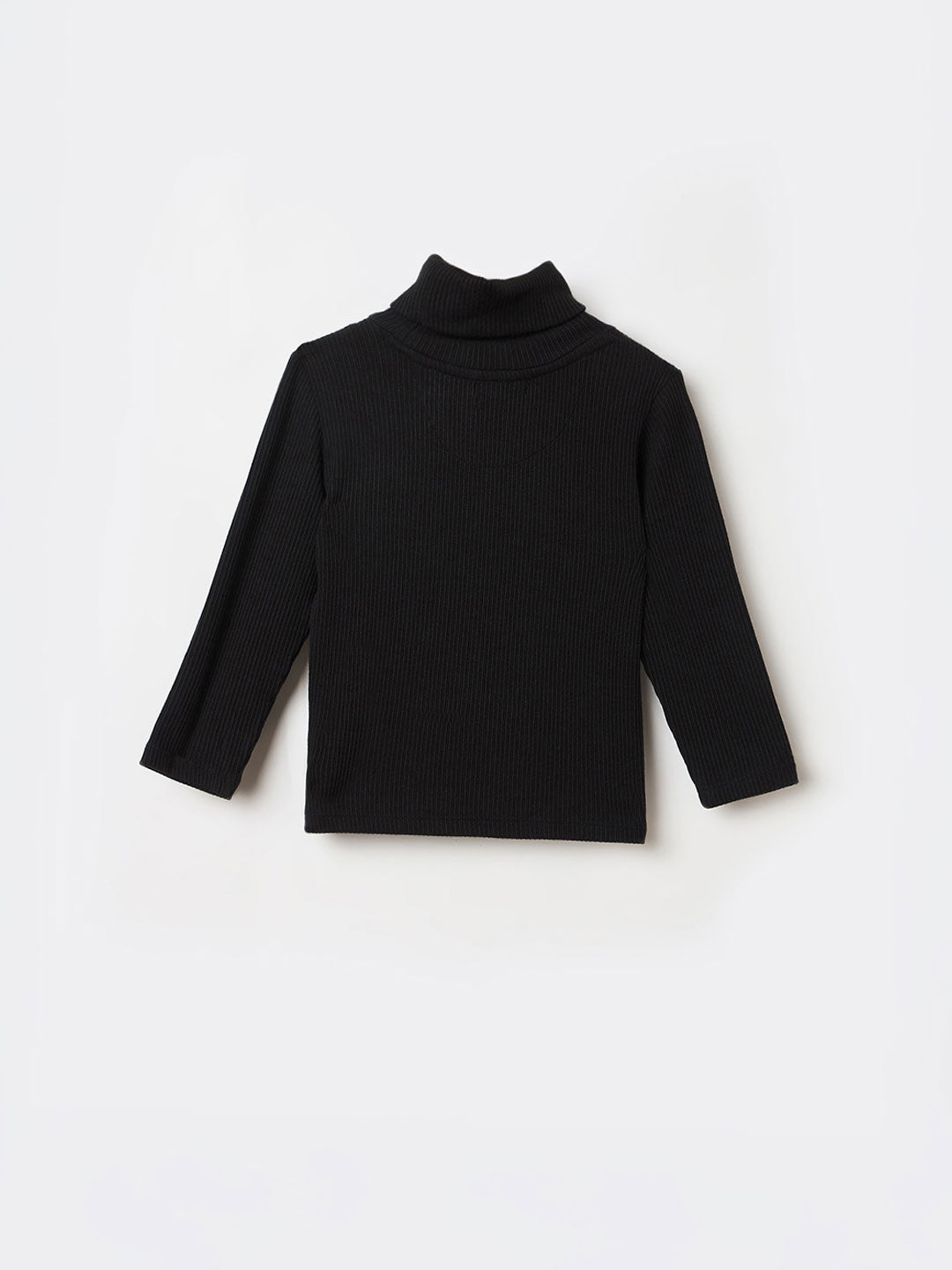 BLUE GIRAFFE Boys Black Textured High Neck T-Shirt