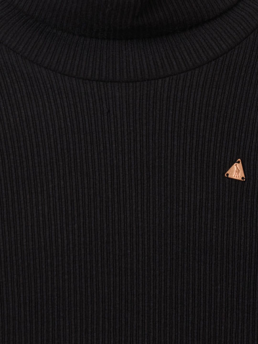 BLUE GIRAFFE Boys Black Textured High Neck T-Shirt