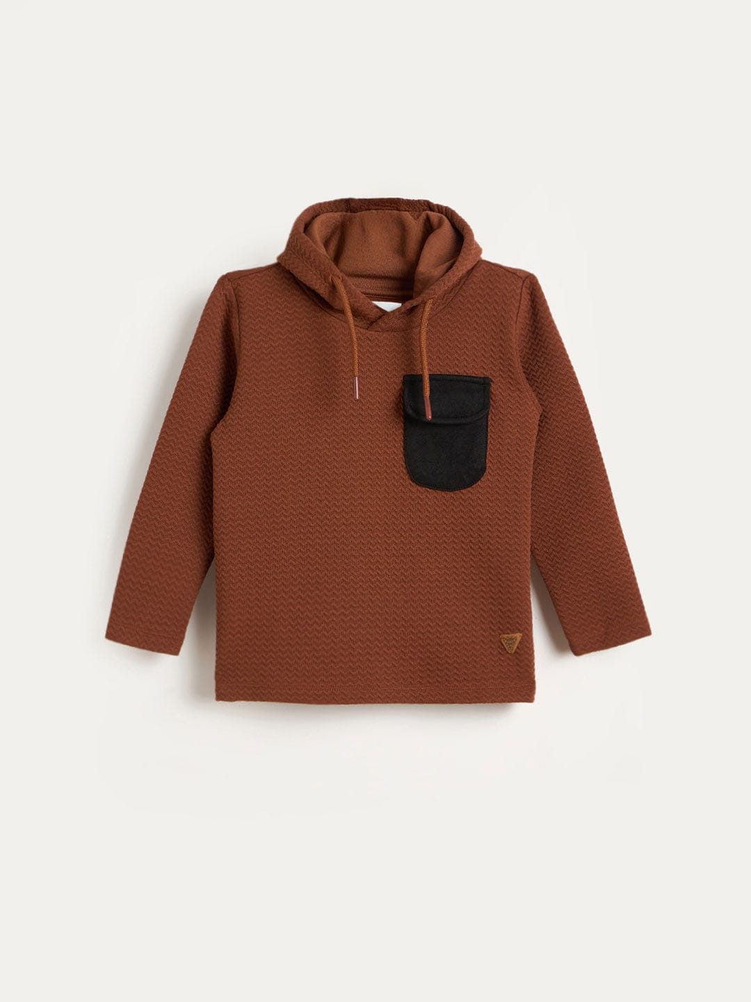 Blue Giraffe Boys Brown Solid Hoodie
