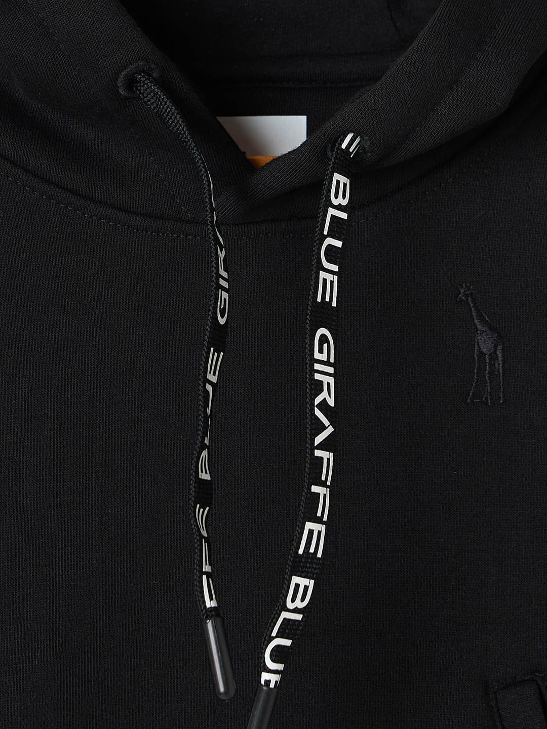 BLUE GIRAFFE Boys Black Solid Hoodie