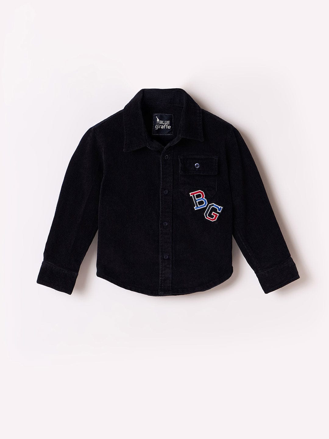 Blue Giraffe Boys Blue Solid Collar Shirt