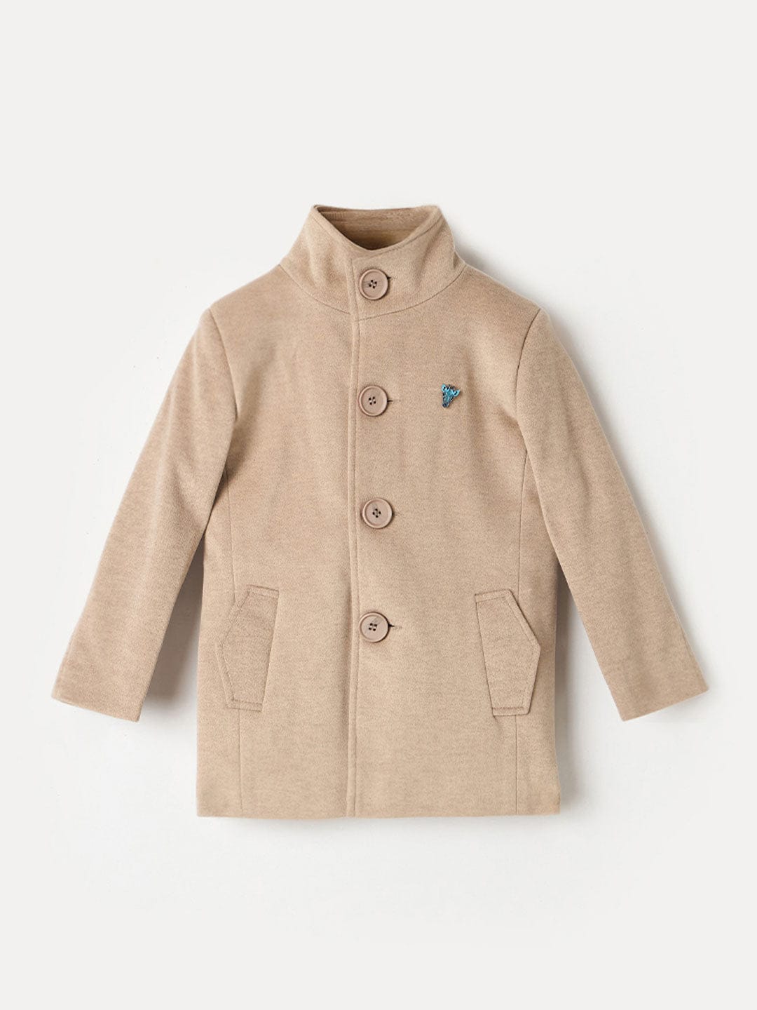 BLUE GIRAFFE Boys Beige Solid Overcoat
