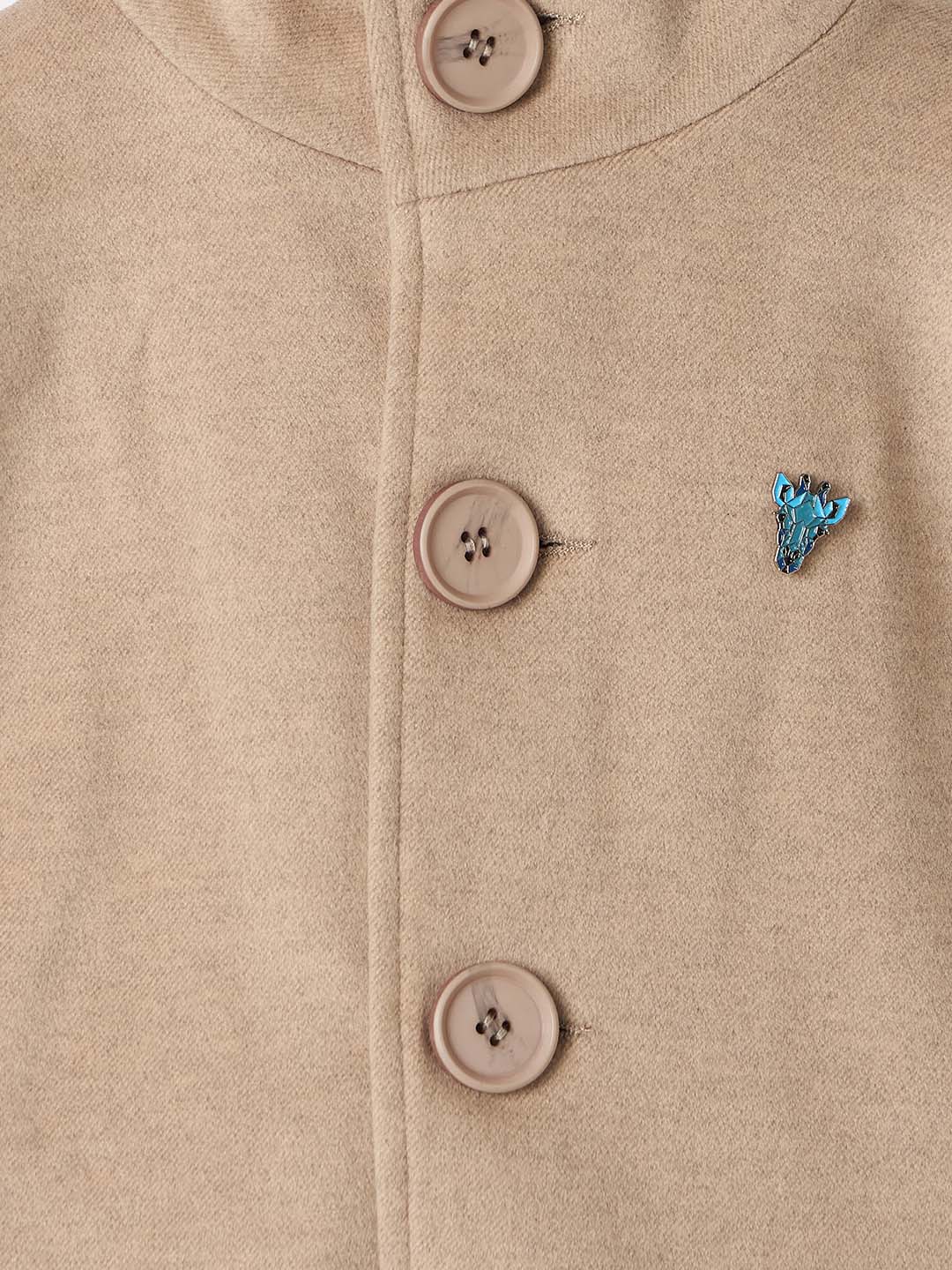 BLUE GIRAFFE Boys Beige Solid Overcoat