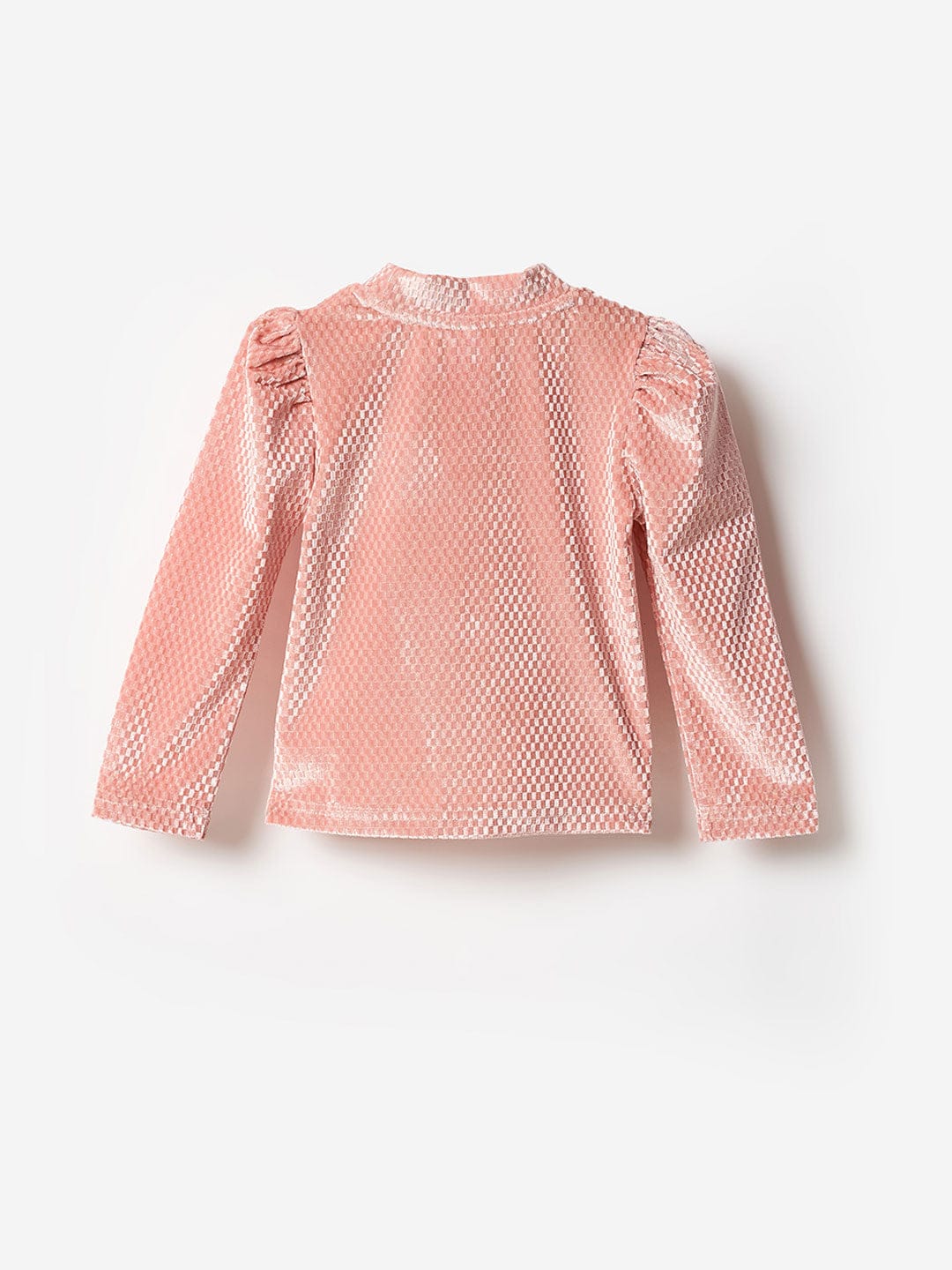 Blue Giraffe Girls Pink Solid Raised Neck Tshirt