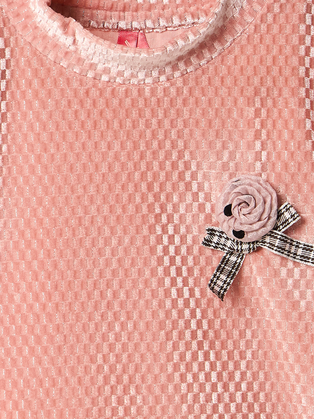 Blue Giraffe Girls Pink Solid Raised Neck Tshirt