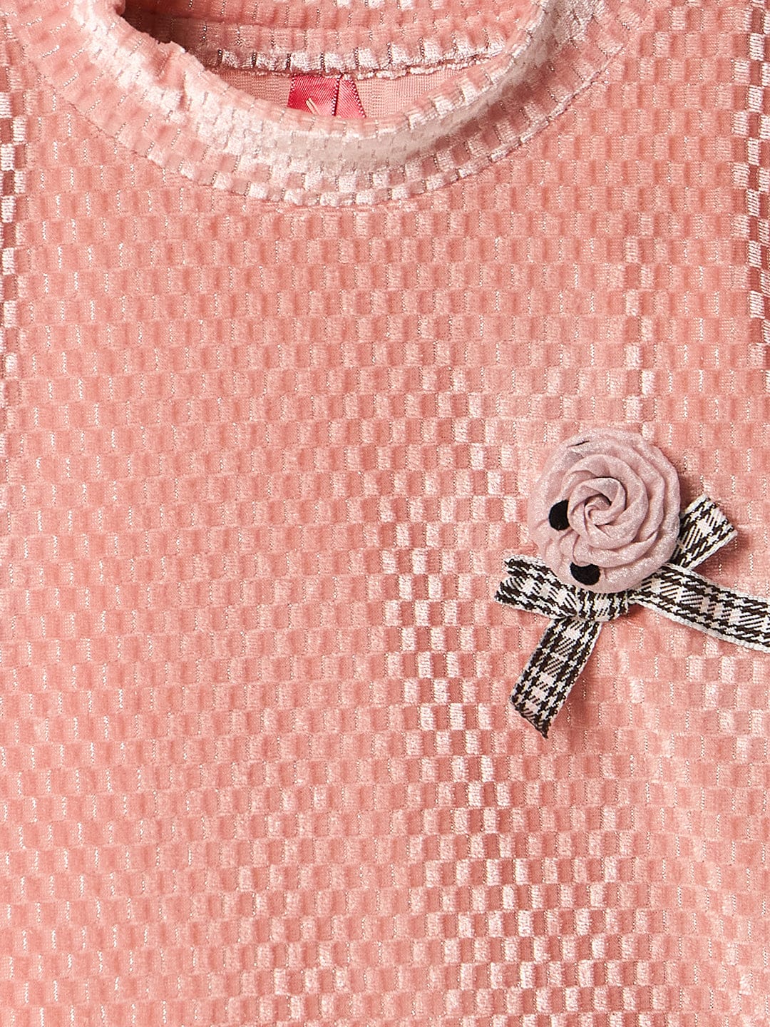 Blue Giraffe Girls Pink Solid Raised Neck Tshirt