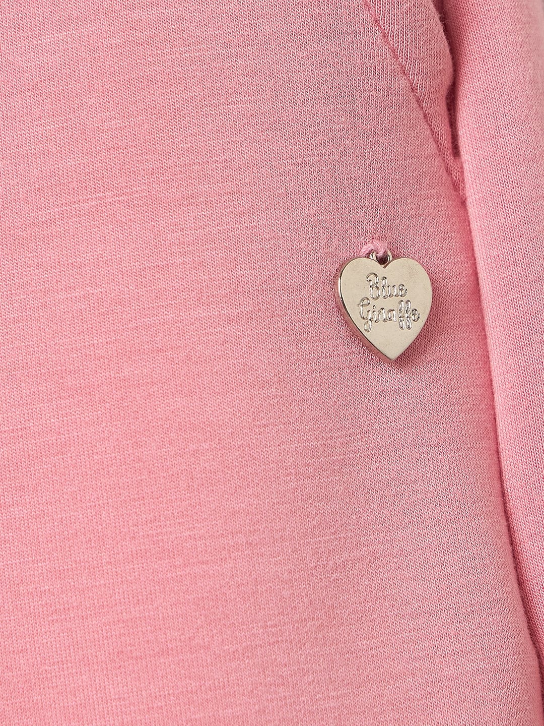 BLUE GIRAFFE Girls Pink Blended Solid Sweatpant