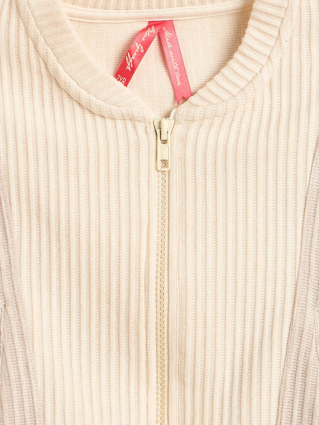 BLUE GIRAFFE Girls Beige Solid Sweatshirt