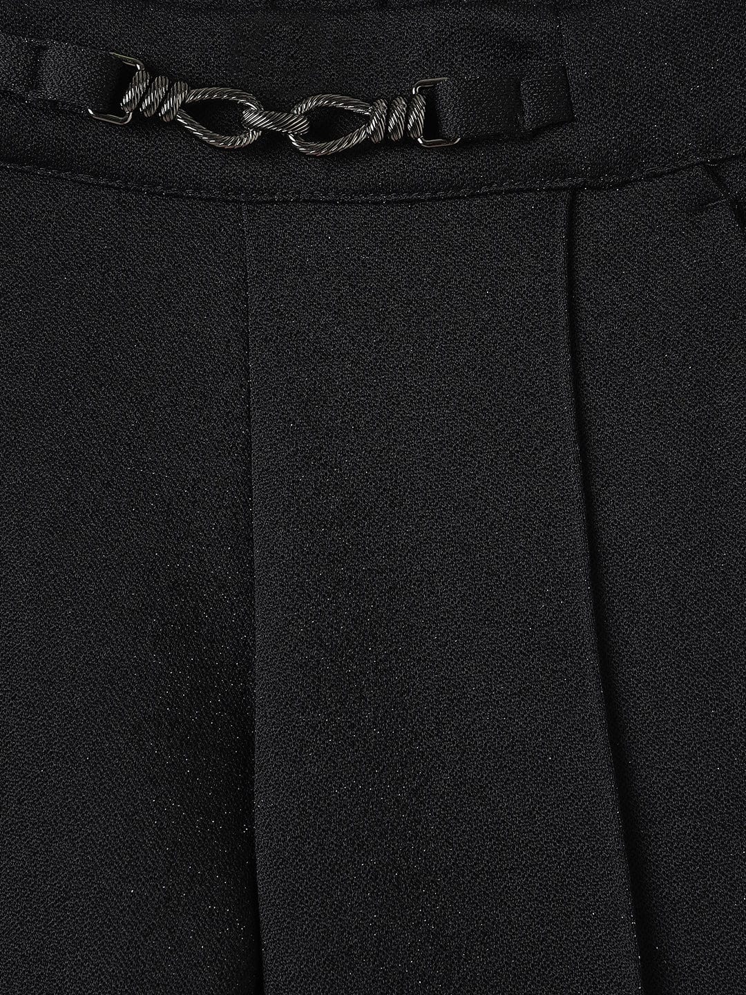 Blue Giraffe Girls Black Regular Fit Solid Trouser