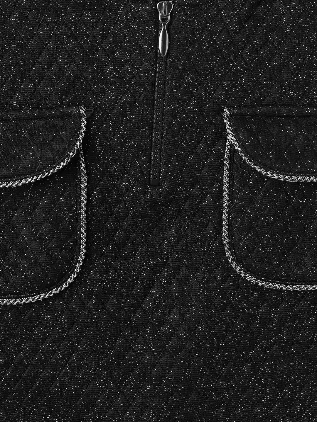 BLUE GIRAFFE Girls Black Knitted Sweatshirt