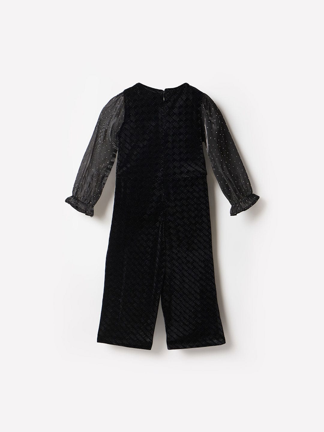 Blue Giraffe Girls Black Solid Round Neck Jumpsuit