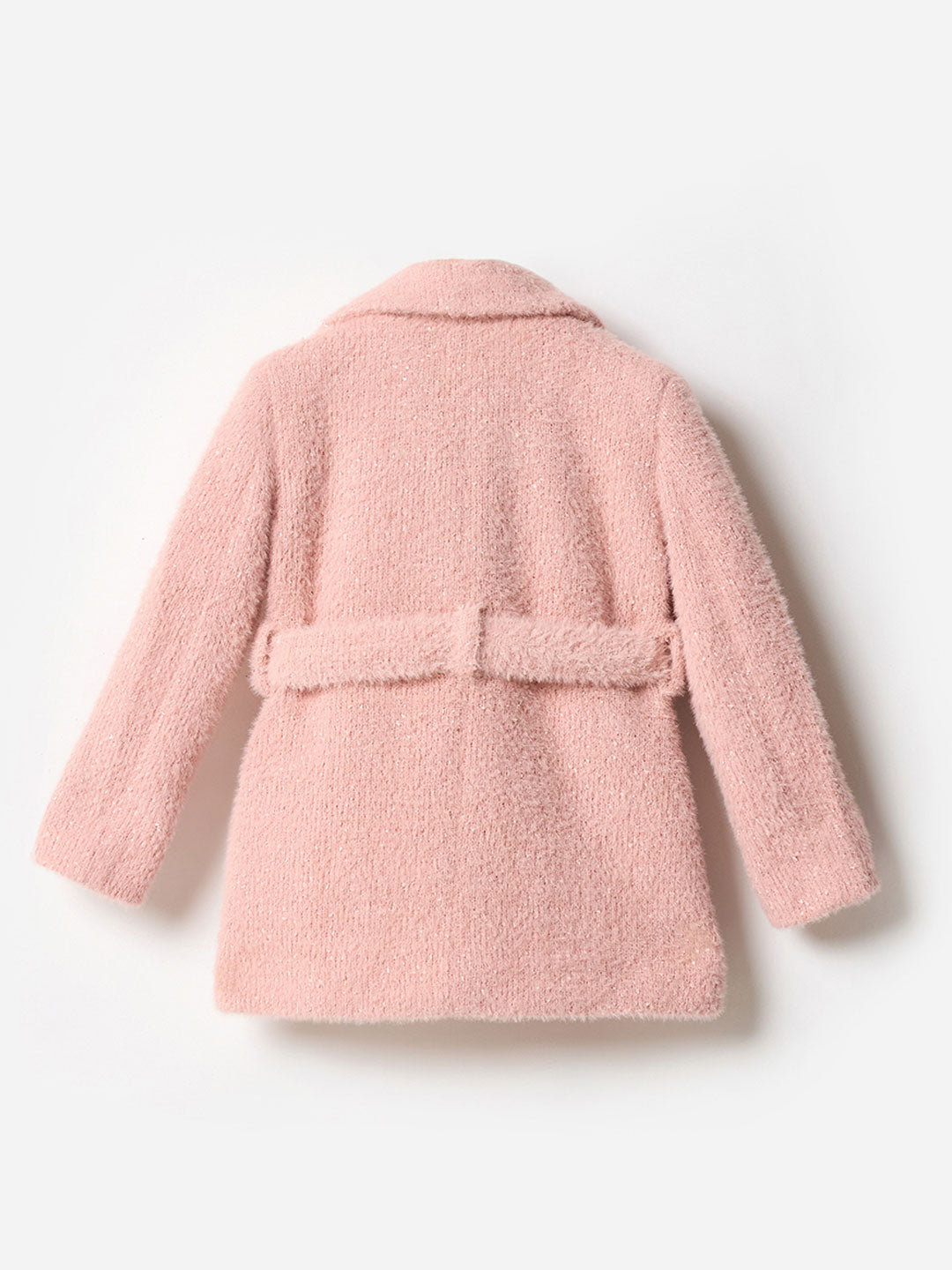 Blue Giraffe Girls Pink Solid Collar Overcoat