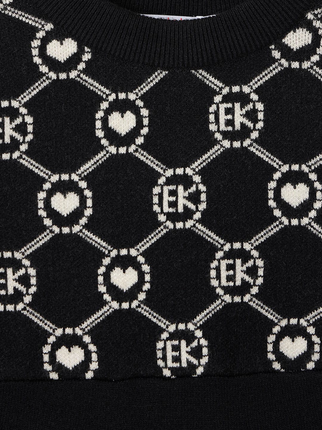 ELLE Girls Black Printed Round Neck Dress