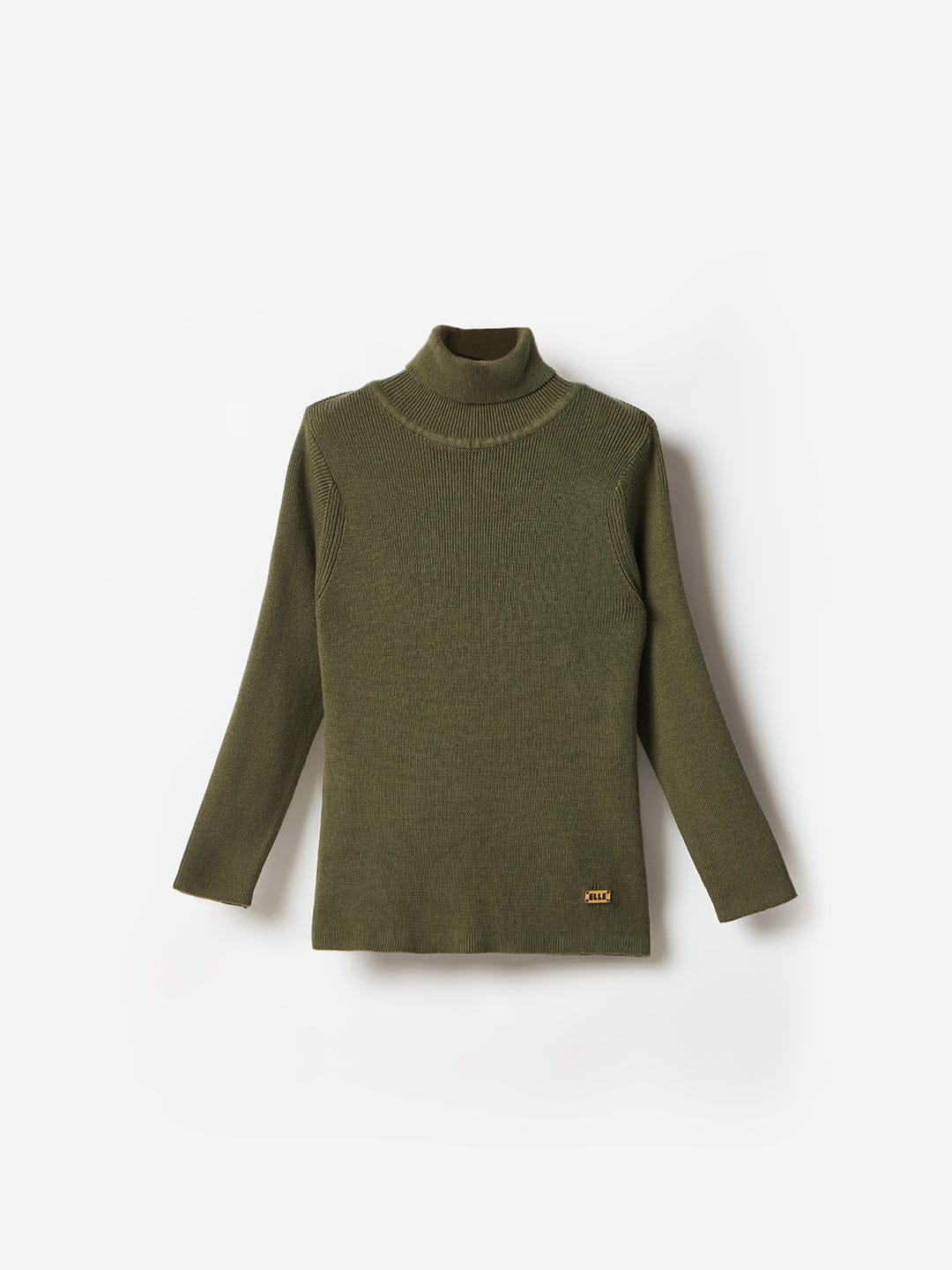 Elle Kids Green Solid Turtle Neck Sweater