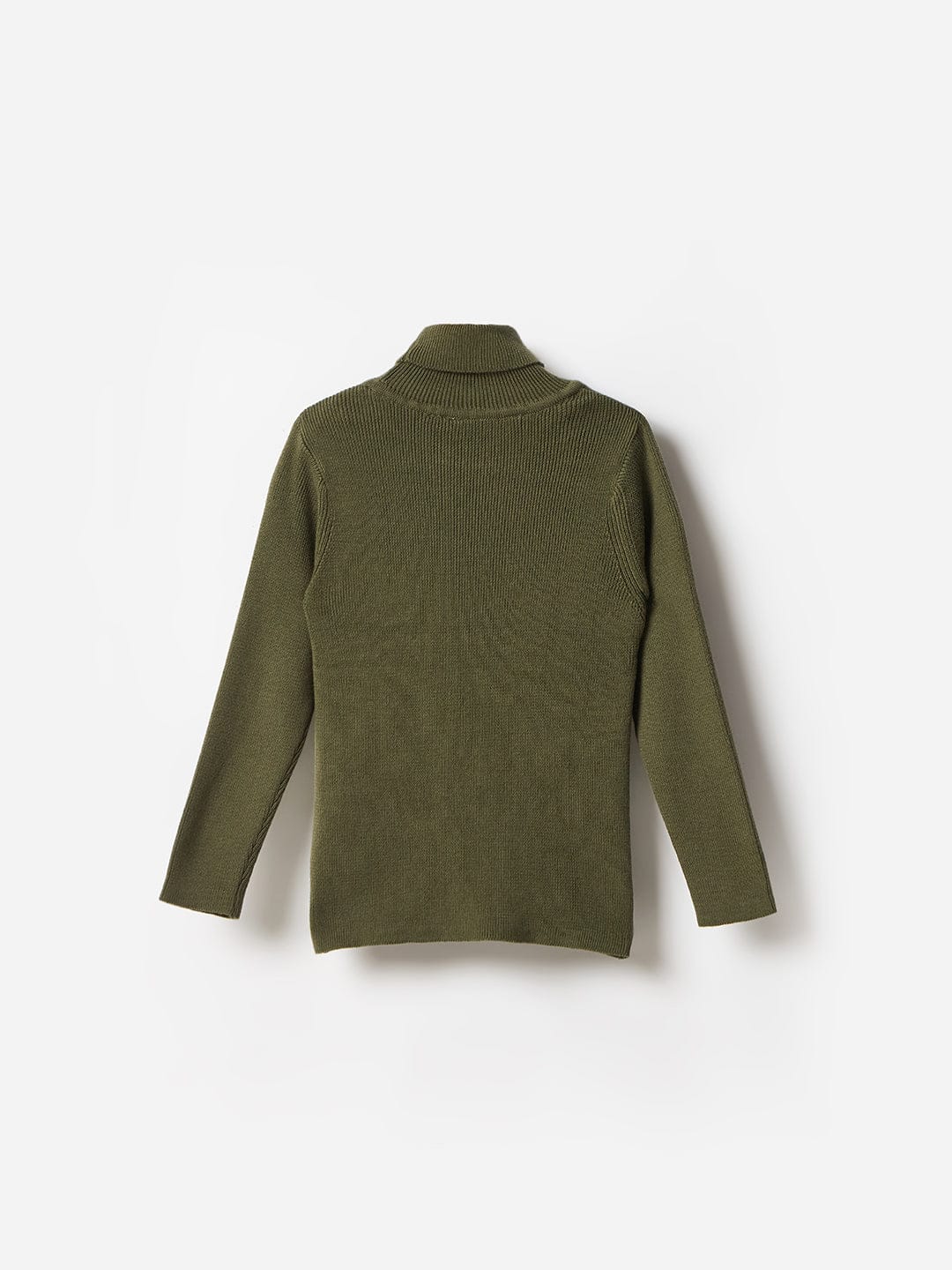 Elle Kids Green Solid Turtle Neck Sweater