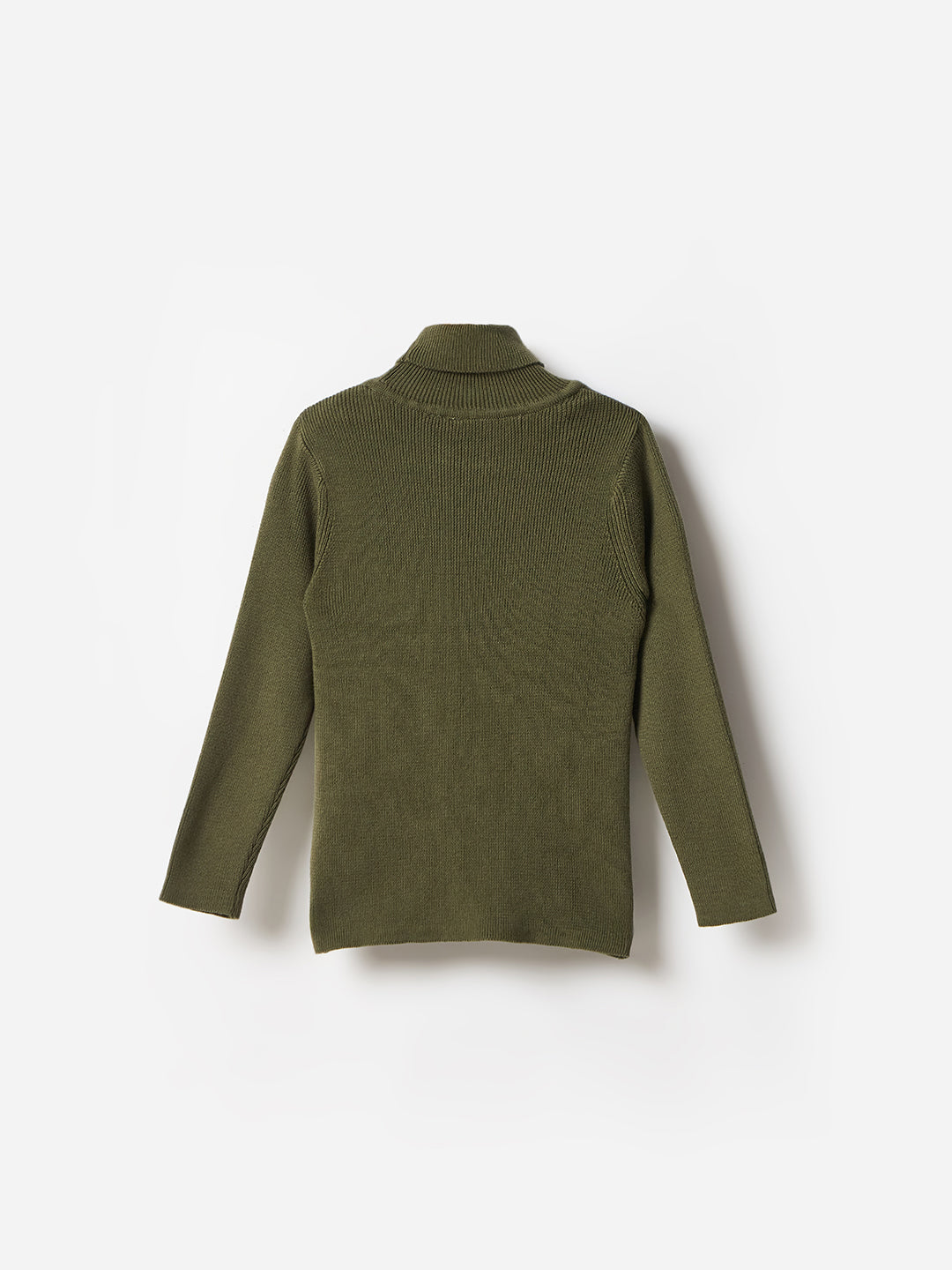 Elle Kids Green Solid Turtle Neck Sweater